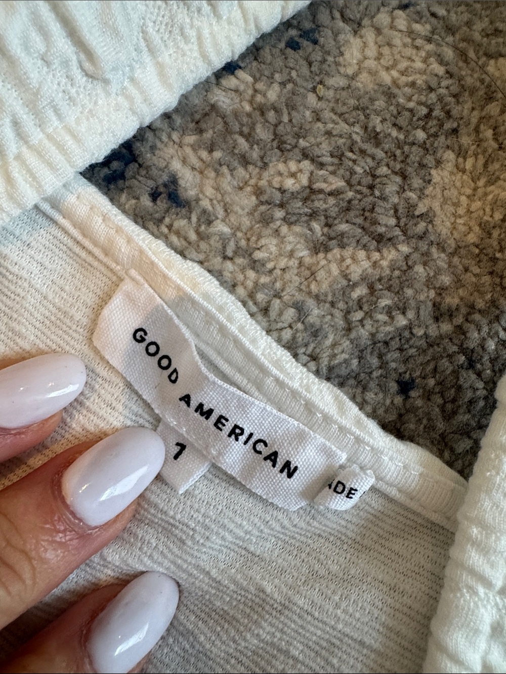 Good American Cream Textured Square-Neck Midi Dress - Picture 2 of 3